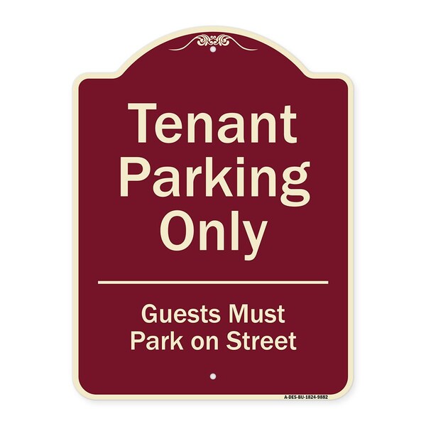 Designer Series-Tenant Parking Guests Park On Street Heavy-Gauge Aluminum, 24" x 18", BU-1824-9882